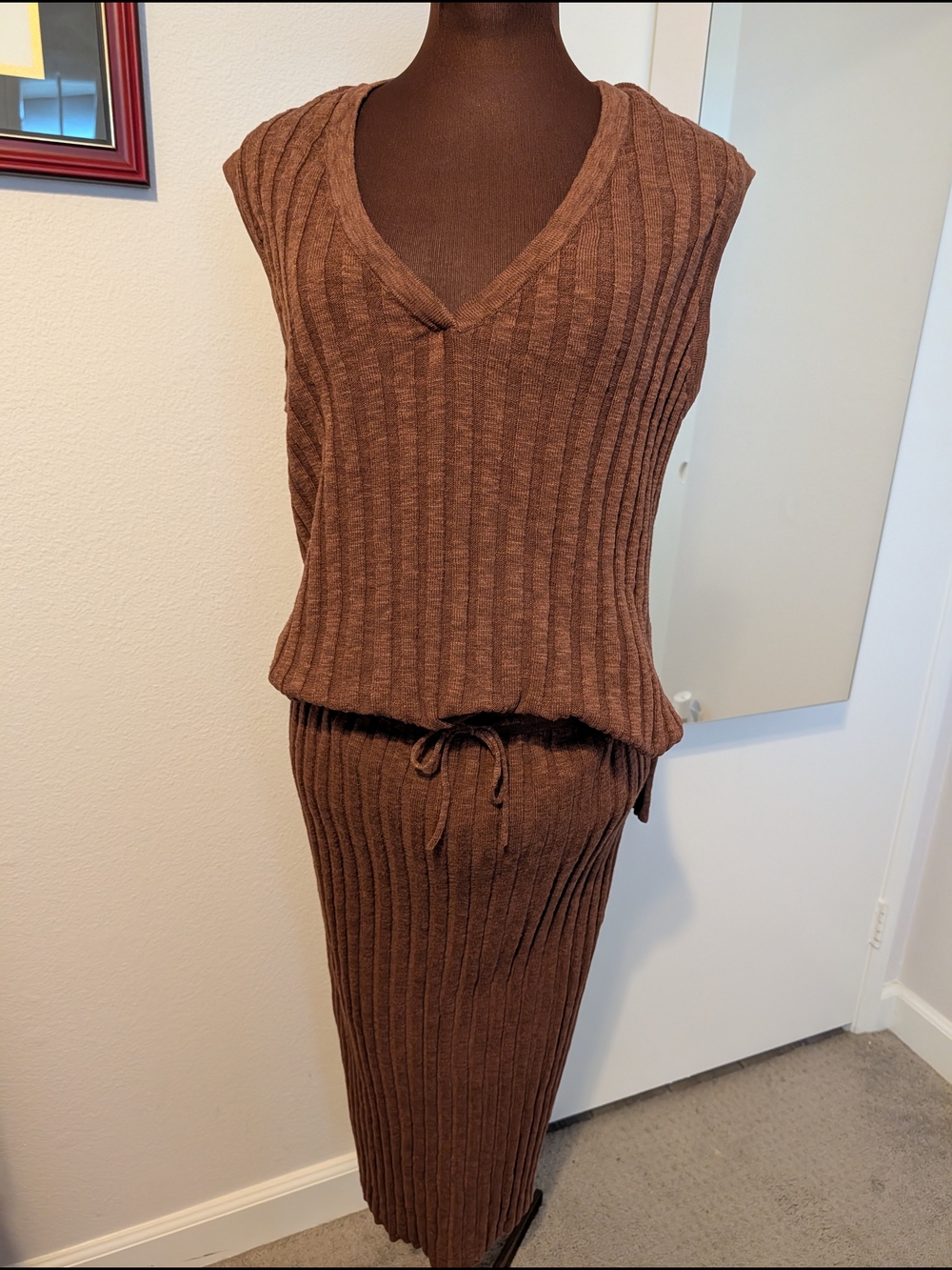Ribbed Knit Two-Piece Set in Brown - Free People
